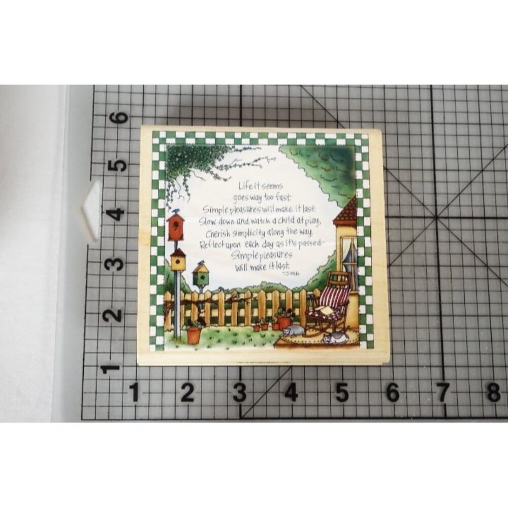 INKADINKADO "Joy Marie" Simple Pleasures Saying Wood Mounted Rubber Stamp 9063-Y